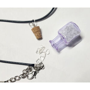 Hand crafted natural crystal clear quartz in mini bottle necklace